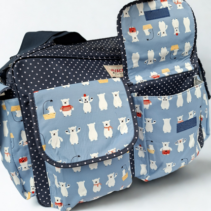 VIVACE Baby Travel Bag: Blue PVC DIAPER BAG with Changing Mat