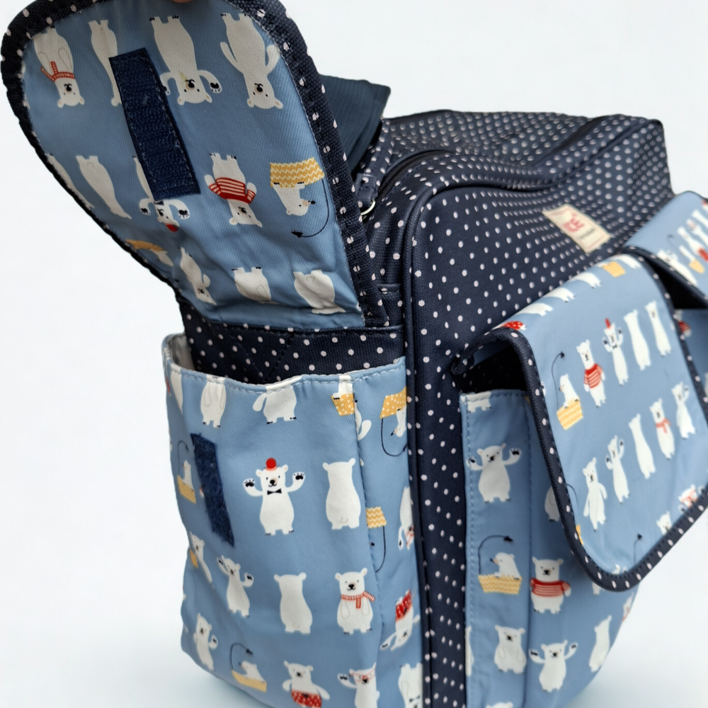 VIVACE Baby Travel Bag: Blue PVC DIAPER BAG with Changing Mat