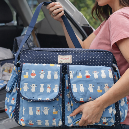 VIVACE Baby Travel Bag: Blue PVC DIAPER BAG with Changing Mat