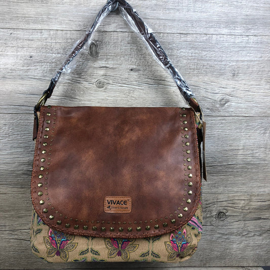 Vivace Canvas Handbag BEIGE Multicolor Canvas Handbag with PU LEATHER Flap