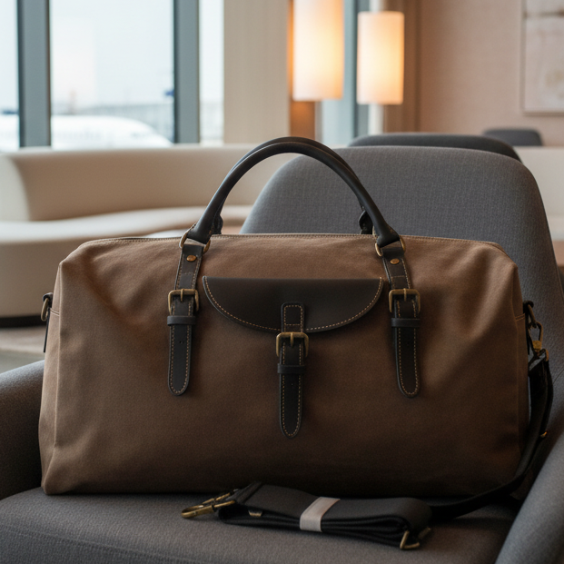 Vivace Duffel Bag: Large Waxed Canvas Duffel Bag - Coffee