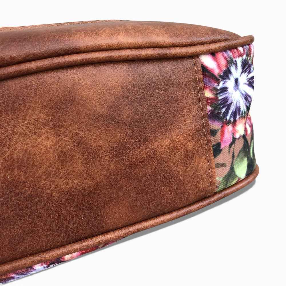 Vivace brown Protea canvas handbag bottom view