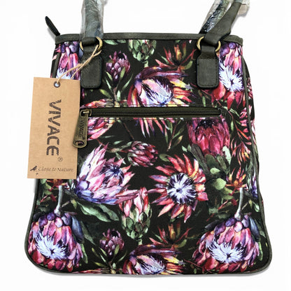 Vivace green Protea canvas handbag rear view