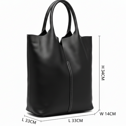 Vivace handbag: Large Genuine leather Shopper Bag - BLACK