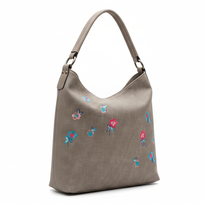 Vivace Handbag: Large KHAKI Spring Blossom Tote bag
