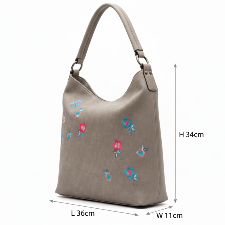 Vivace Handbag: Large KHAKI Spring Blossom Tote bag