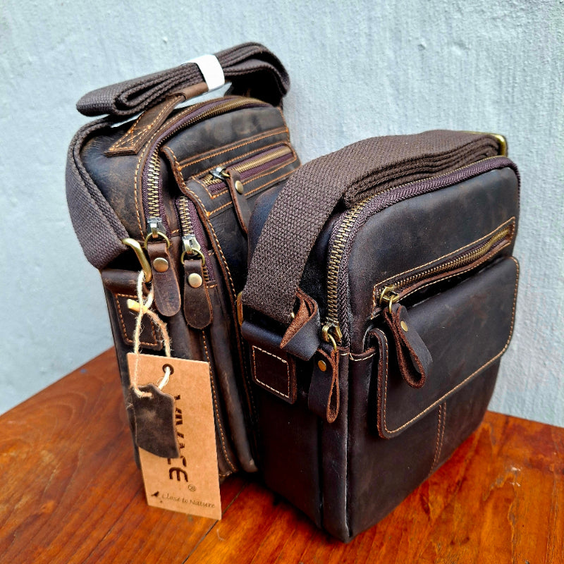 Vivace his and hers leather sling bag combo side view