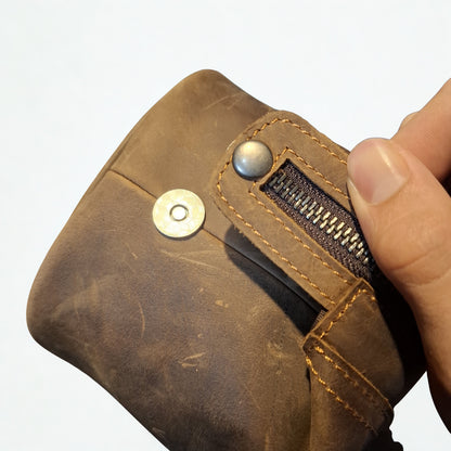 Vivace Men's Toiletry Bag: LARGE COFFEE BROWN Genuine Vanity Bag