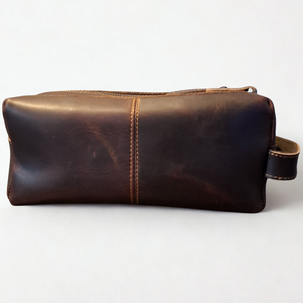 Vivace Men's Toiletry Bag: MOCHA BROWN Genuine Leather Vanity Bag