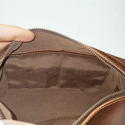 Vivace Men's Toiletry Bag: MOCHA BROWN Genuine Leather Vanity Bag