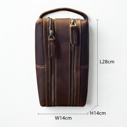 Vivace Men's Toiletry Bag: MOCHA BROWN Genuine Leather Vanity Bag