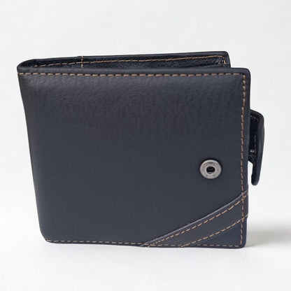 Vivace Men's Wallet: DARK COFFEE Genuine Leather embossed Wallet with Clip and Zip detailing