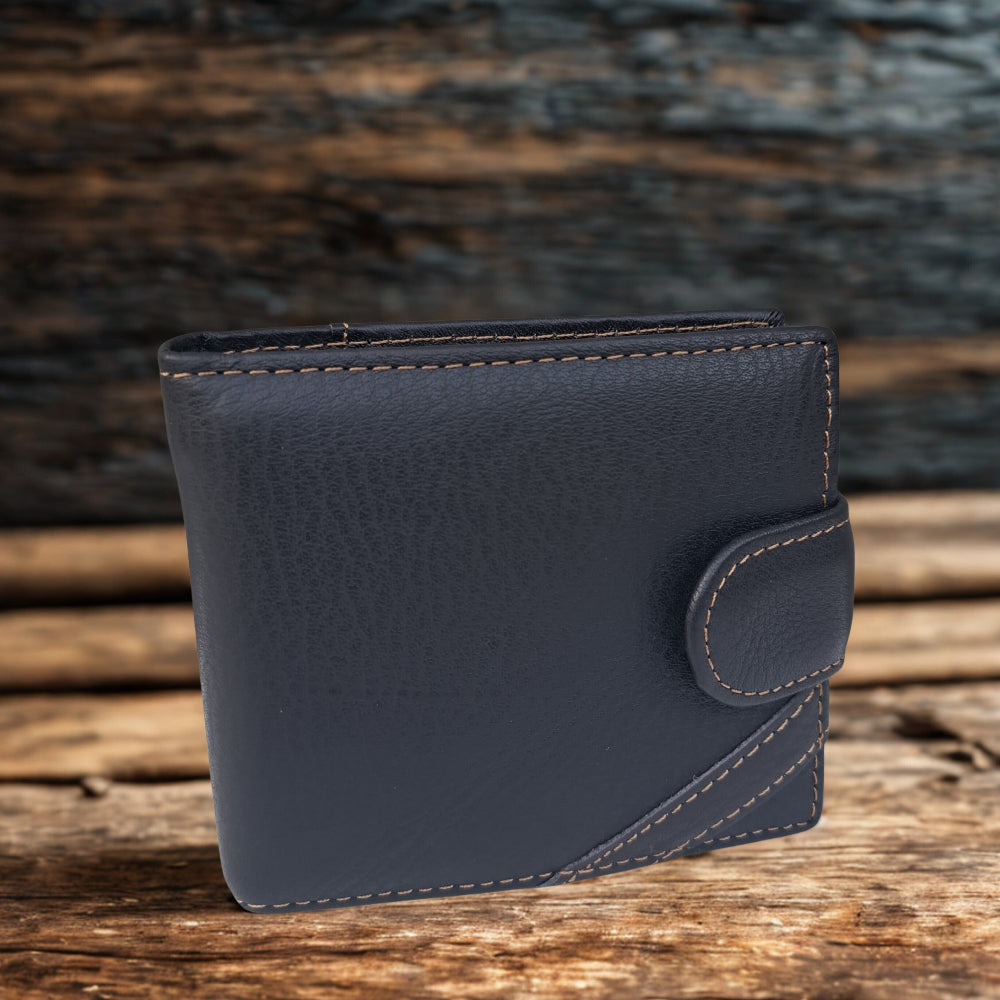 Vivace Men's Wallet: DARK COFFEE Genuine Leather embossed Wallet with Clip and Zip detailing