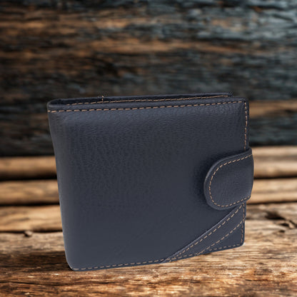 Vivace Men's Wallet: DARK COFFEE Genuine Leather embossed Wallet with Clip and Zip detailing