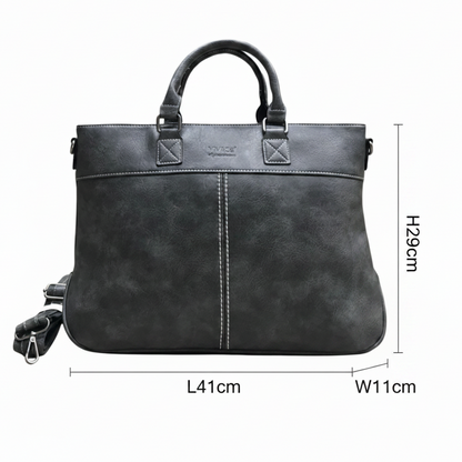 Vivace Laptop Bag: GREY PU Leather with Adjustable Strap