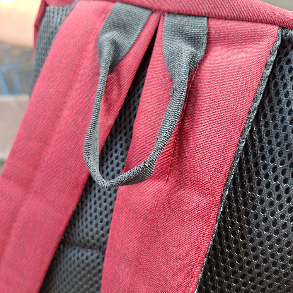 Vivace red canvas laptop backpack top handle view