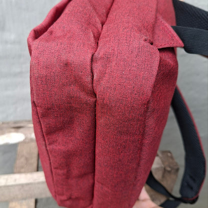 Red Vivace Laptop Backpack bottom view. 