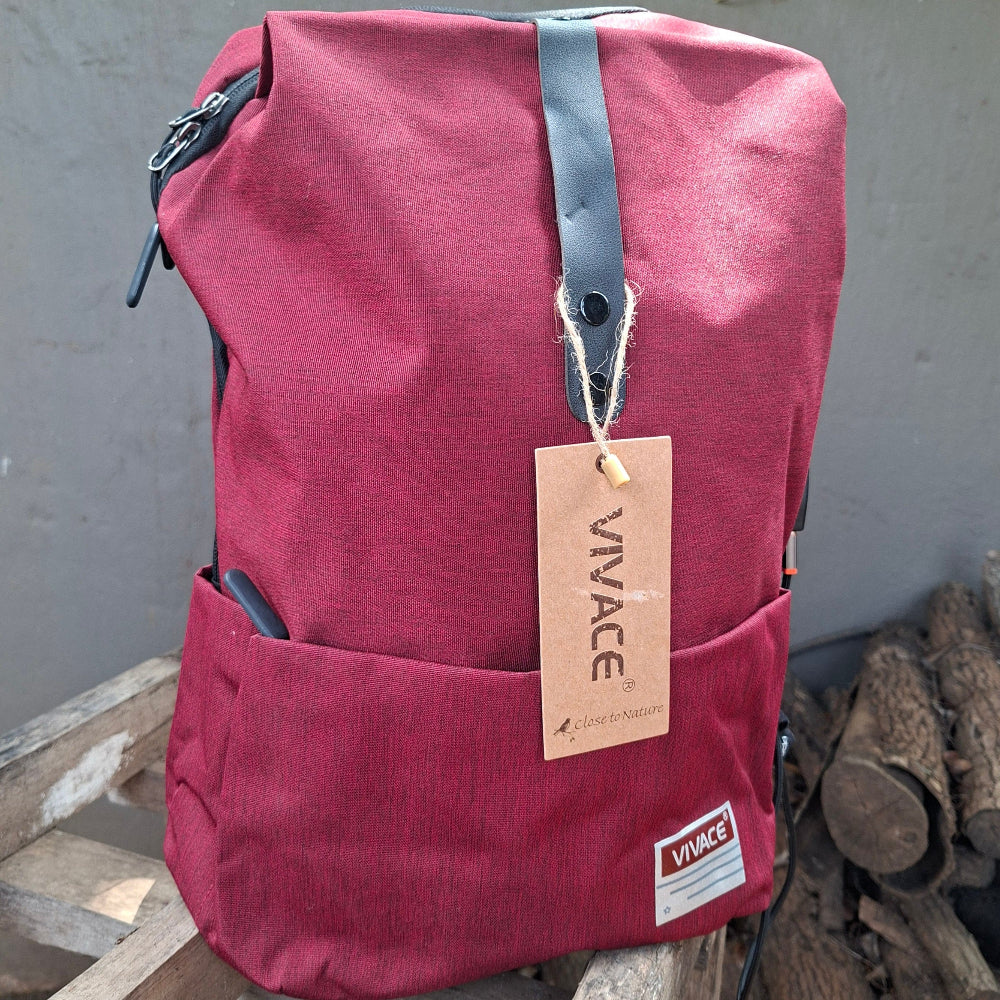 Vivace red canvas laptop backpack front view