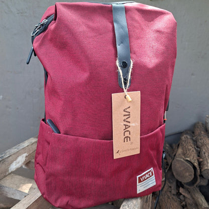 Vivace red canvas laptop backpack front view