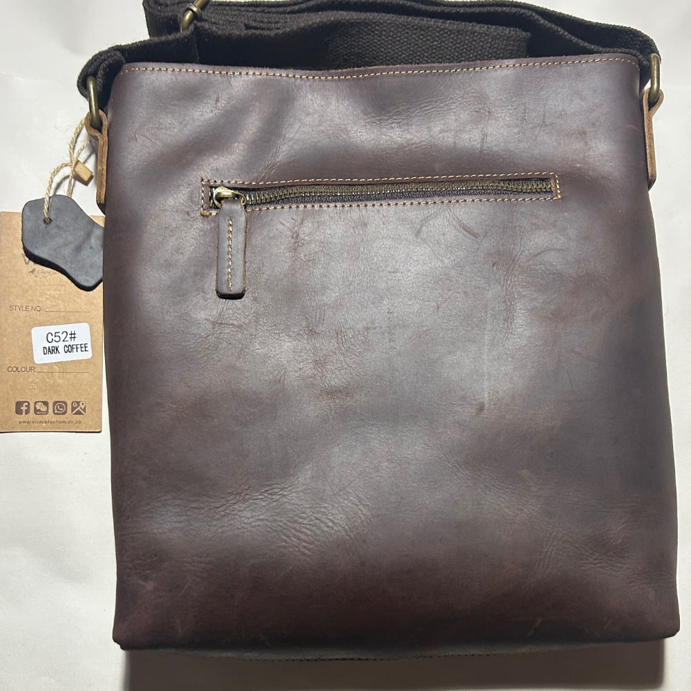 Vivace Sling Bag: Genuine Leather Medium Sling Bag - DARK COFFEE BACK