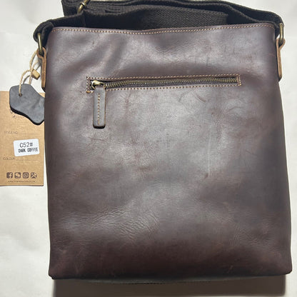 Vivace Sling Bag: Genuine Leather Medium Sling Bag - DARK COFFEE BACK