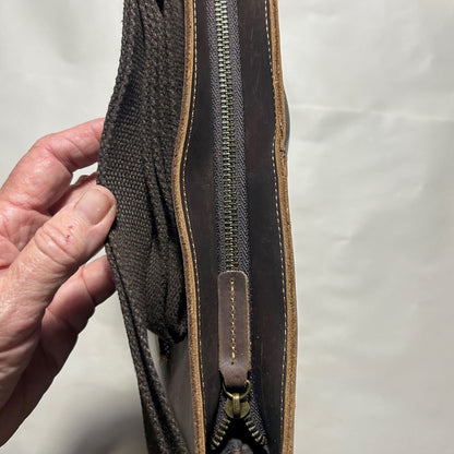 Vivace Sling Bag: Genuine Leather Medium Sling Bag - DARK COFFEE TOP ZIP
