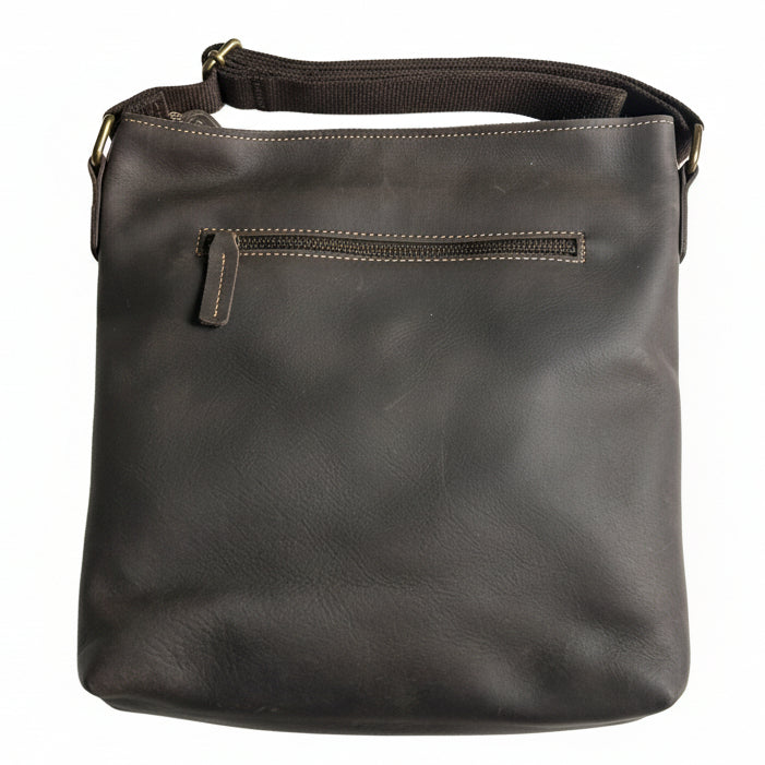 Vivace Sling Bag: Genuine Leather Medium Sling Bag - Grey/Brown