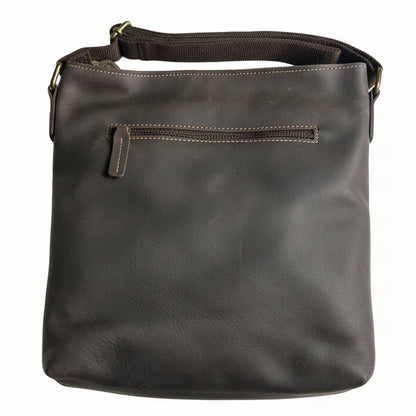 Vivace Sling Bag: Genuine Leather Medium Sling Bag - Grey/Brown