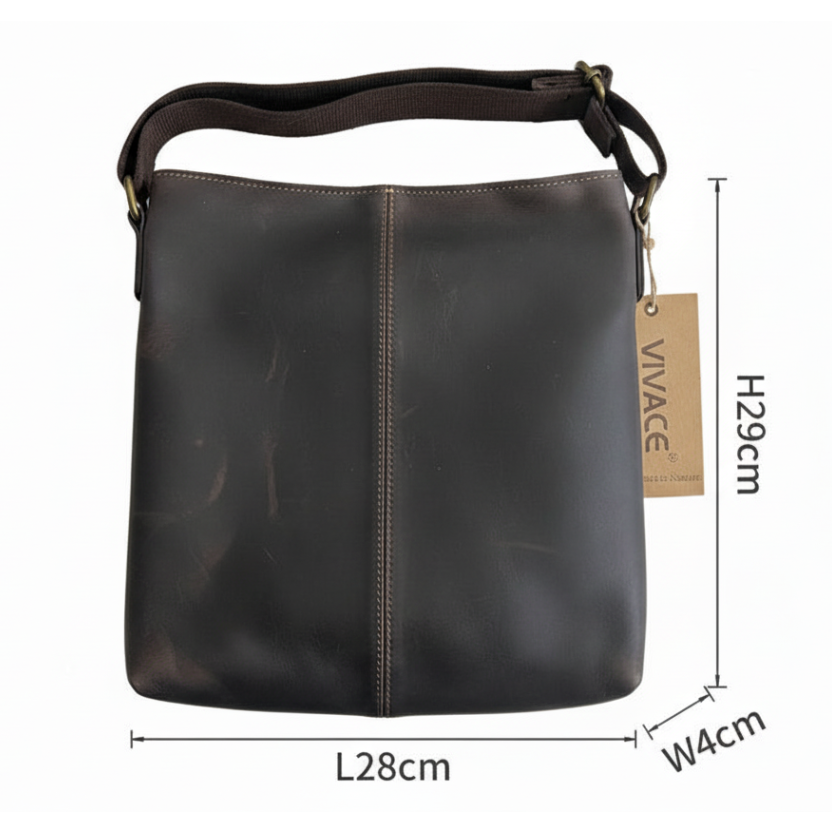 Vivace Sling Bag: Genuine Leather Medium Sling Bag - Grey/Brown