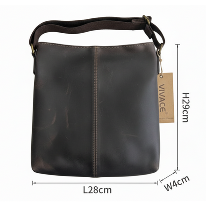 Vivace Sling Bag: Genuine Leather Medium Sling Bag - Grey/Brown