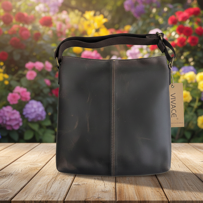 Vivace Sling Bag: Genuine Leather Medium Sling Bag - Grey/Brown