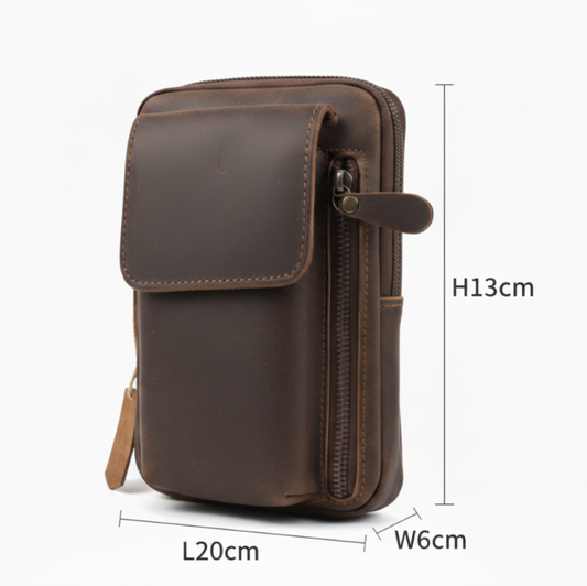 Vivace Sling Wallet: FOREST Unisex Genuine Leather Sling Wallet with ADJUSTABLE STRAP