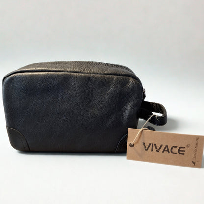 Vivace Men's Toiletry Bag: BLACK Genuine Vanity Bag