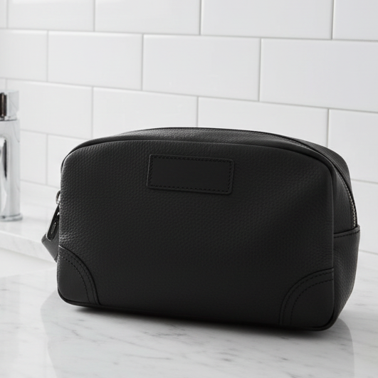 Vivace Men's Toiletry Bag: BLACK Genuine Vanity Bag