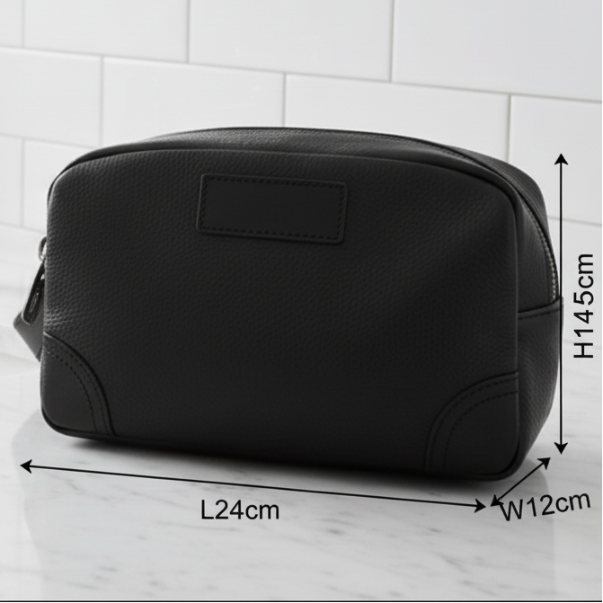Vivace Men's Toiletry Bag: BLACK Genuine Vanity Bag