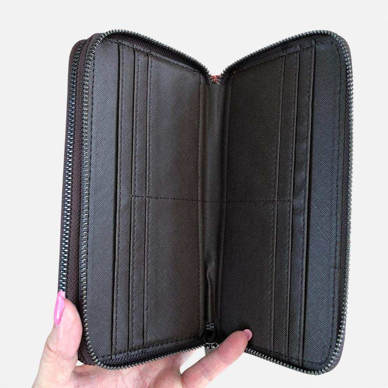 Vivace Wallet: Vivace Protea Double Zip Wallet - CHESNUT BROWN