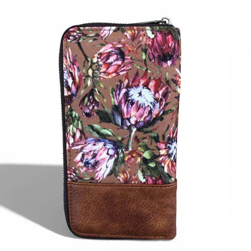 Vivace Wallet: Vivace Protea Double Zip Wallet - CHESNUT BROWN