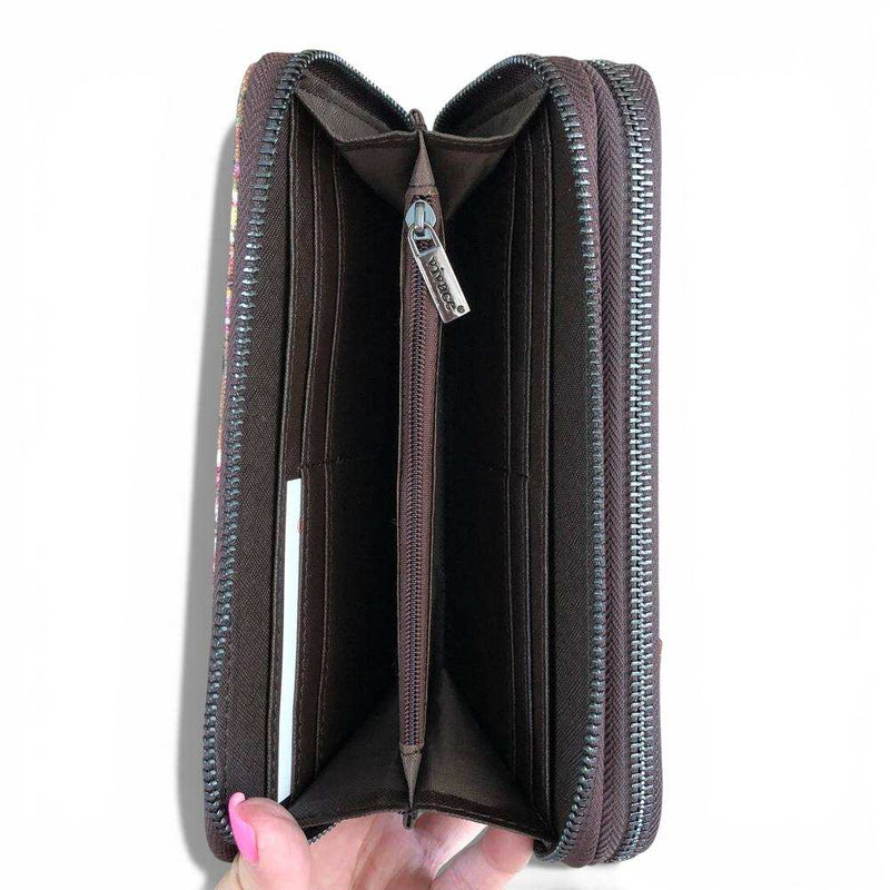 Vivace Wallet: Vivace Protea Double Zip Wallet - CHESNUT BROWN
