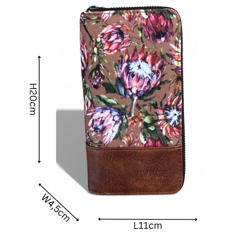 Vivace Wallet: Vivace Protea Double Zip Wallet - CHESNUT BROWN